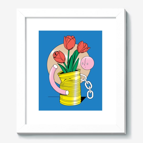 Картина «Абстрактный натюрморт - тюльпаны в жестяной банке»