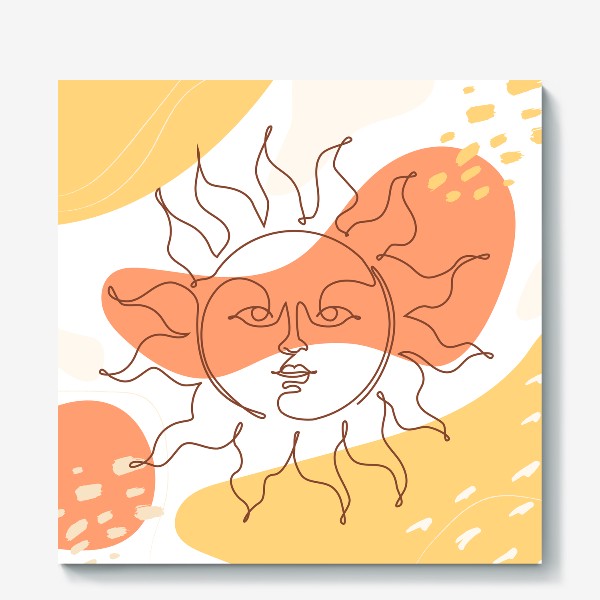 Холст «Абстрактное солнце - Лайн арт »