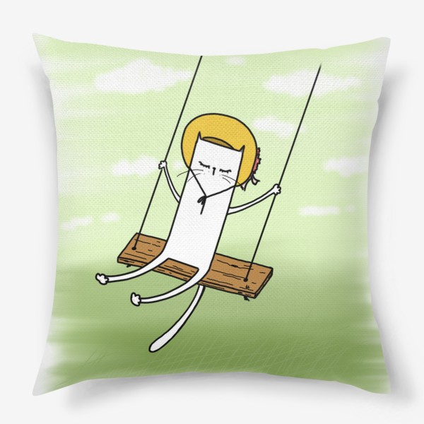 Подушка «Котенька на качелях. Летнее настроение »