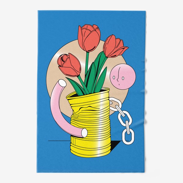 Полотенце «Абстрактный натюрморт - тюльпаны в жестяной банке»