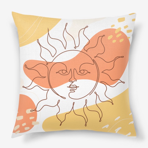 Подушка «Абстрактное солнце - Лайн арт »
