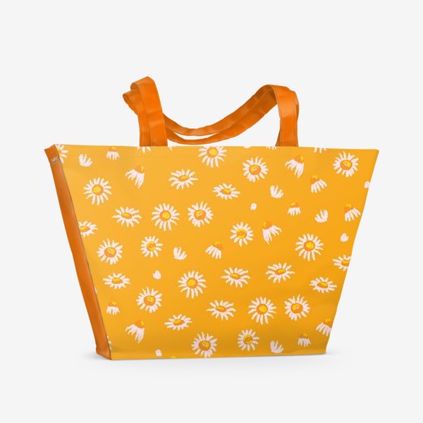 Пляжная сумка «Крупные ромашки на жёлтом фоне»