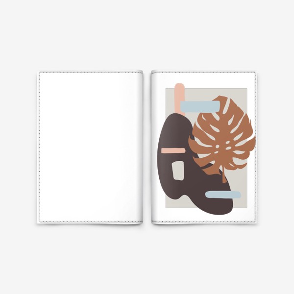 Обложка для паспорта «Абстрактные формы с пальмовым листом»