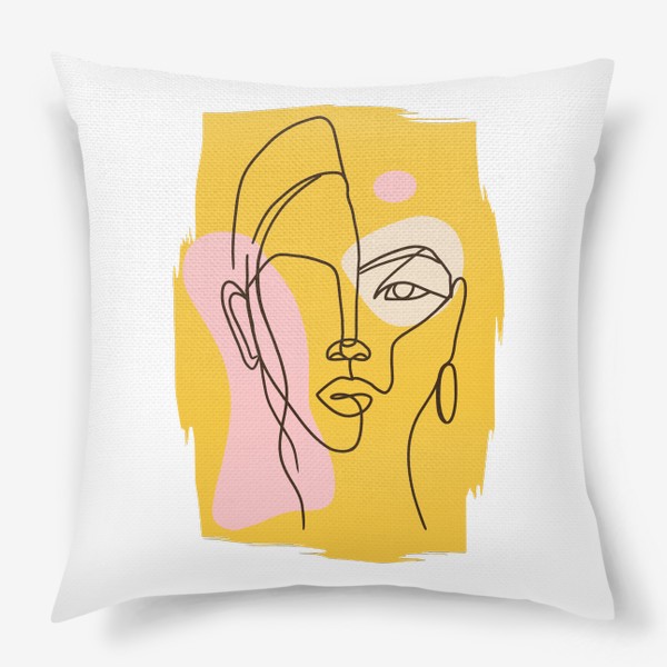 Подушка «Портрет женщины - Лайн арт»