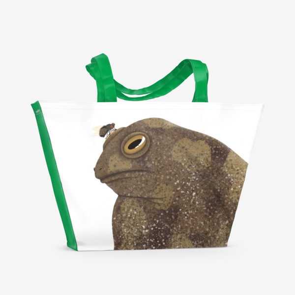 Пляжная сумка «Жаба. Лягушка с мухой.»