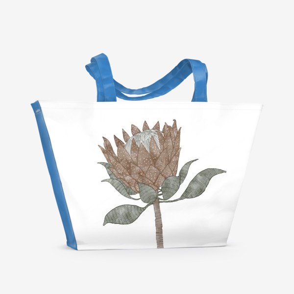 Пляжная сумка «Акварельная протея. Коричневый цветок»