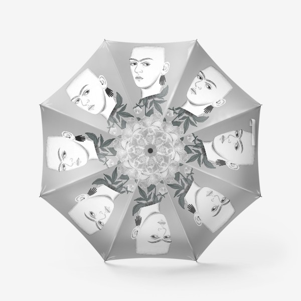 Зонт «Ваза с пионом. Голова Фриды Кало »
