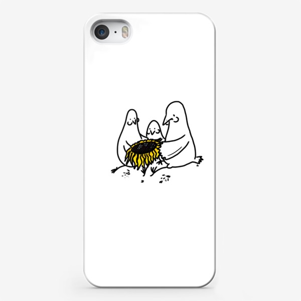Чехол iPhone &laquo;Птицы-братаны с подсолнухом. Лузганье семечек. Летнее настроение&raquo;