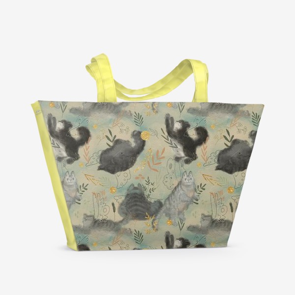 Пляжная сумка «Котики. Паттерн с текстурой»