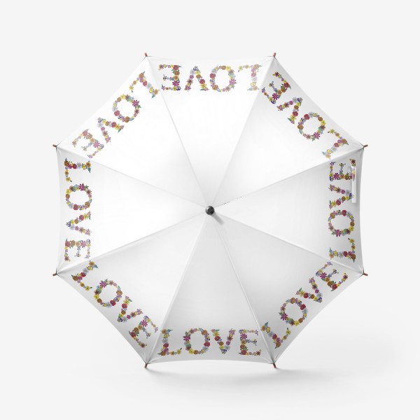 Зонт «Надпись Любовь. Цветы. Love»