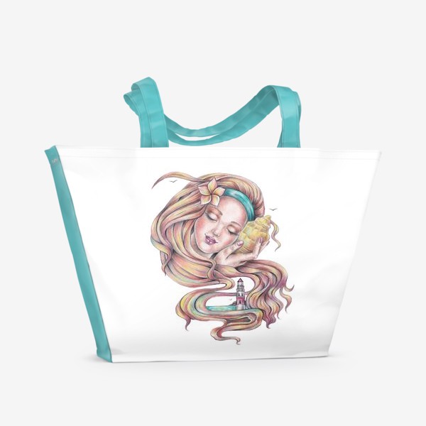 Пляжная сумка «Девушка с ракушкой»