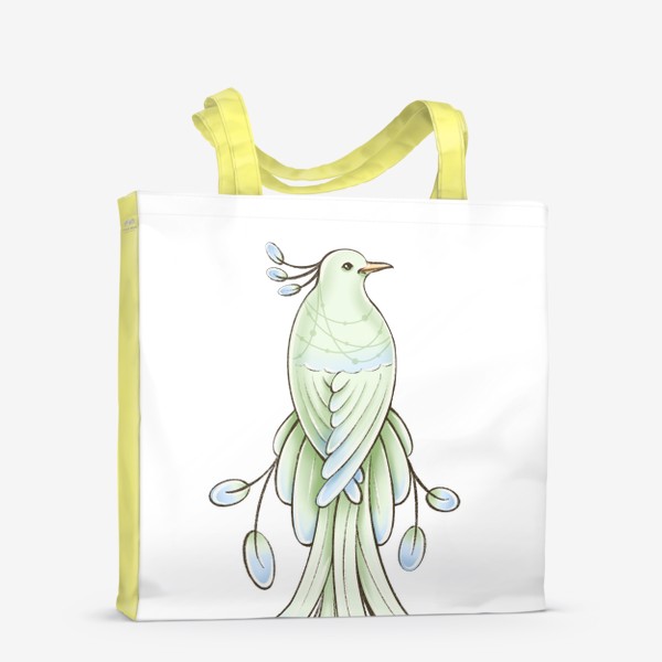 Сумка-шоппер &laquo;Рисунок экзотическая зелёная птица&raquo;