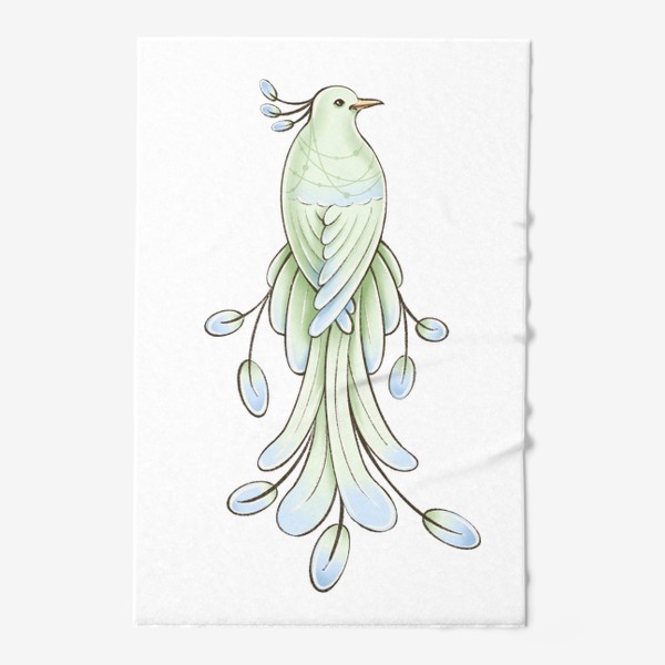 Полотенце &laquo;Рисунок экзотическая зелёная птица&raquo;