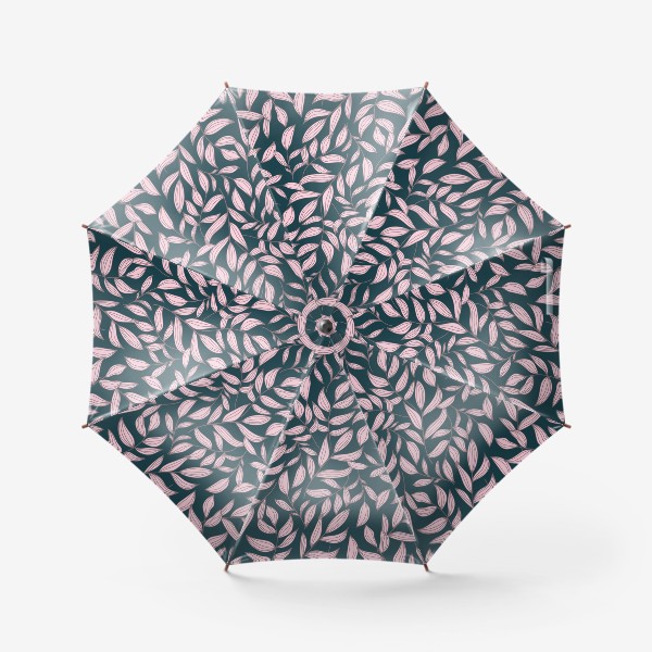 Зонт «Цветочный паттерн с темным изумрудным фоном»