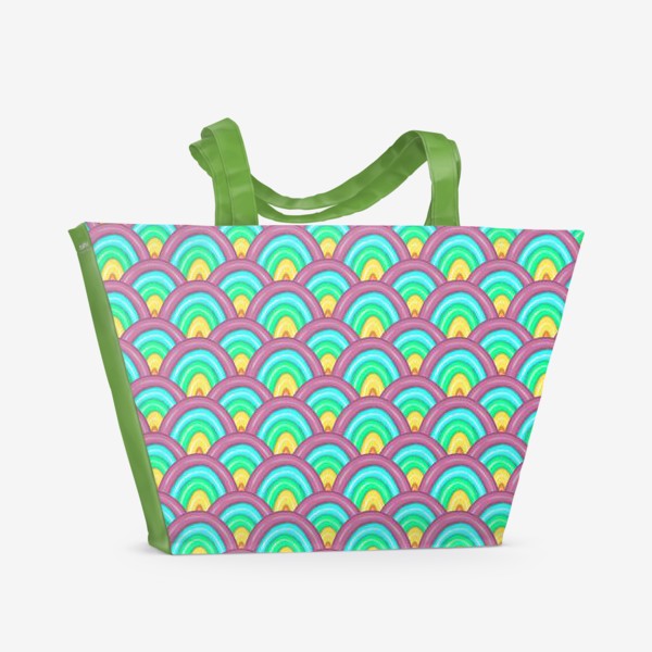 Пляжная сумка «Паттерн разноцветные радуги»