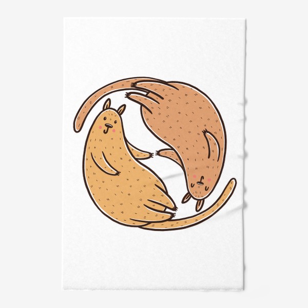 Полотенце &laquo;Милые котики. Две половинки. Любовь. Семья&raquo;