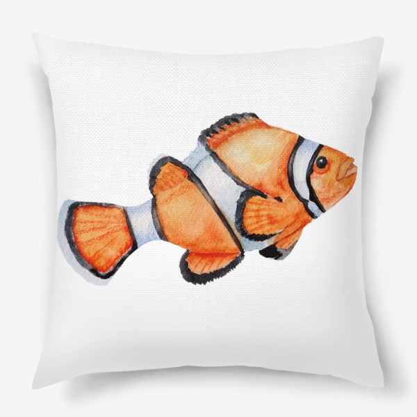 Подушка «Рыба оранжевая Акварель»