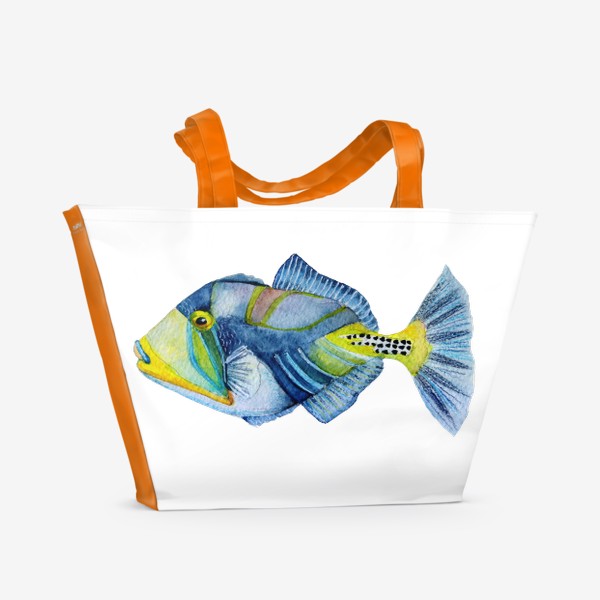 Пляжная сумка «Акварель Рыба индиго.»