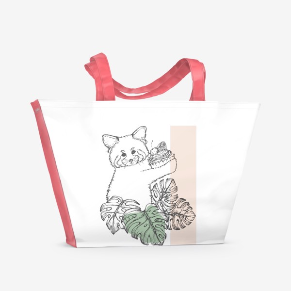 Пляжная сумка «Милая панда с капкейком»