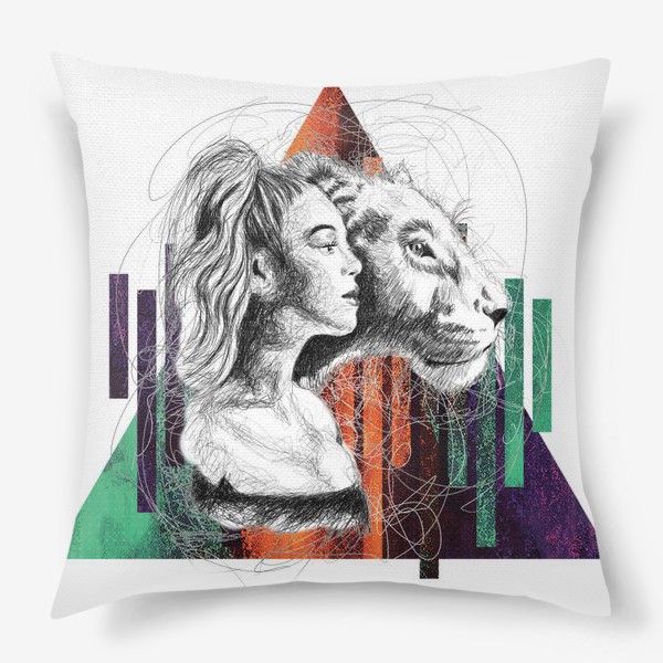 Подушка «Девушка и лев»
