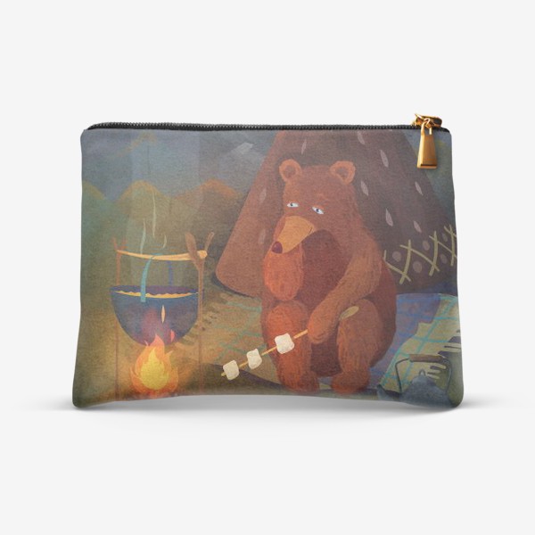 Косметичка «Медведь с палаткой жарит маршмэллоу»
