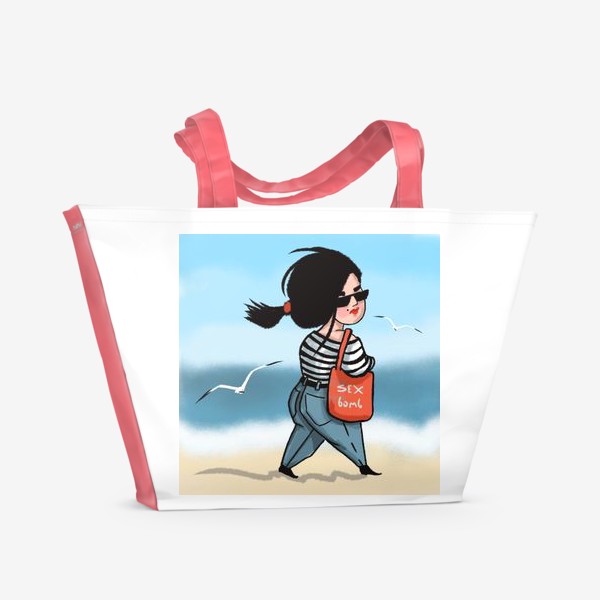 Пляжная сумка «Брюнетка на море»