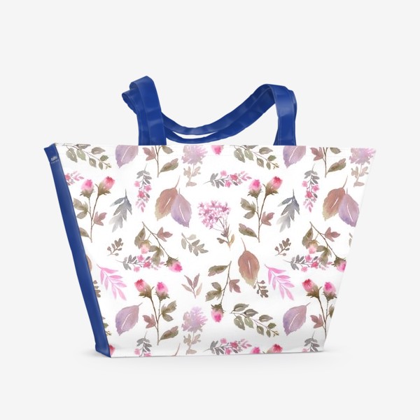 Пляжная сумка «Нежные розовые бутоны на белом фоне»