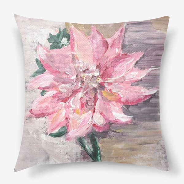 Подушка «Розовый цветок на холсте»