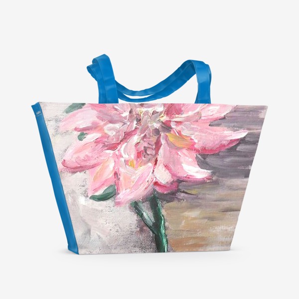 Пляжная сумка &laquo;Розовый цветок на холсте&raquo;