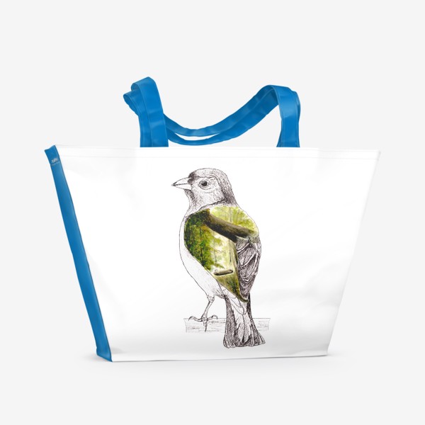 Пляжная сумка «Птица и лес»