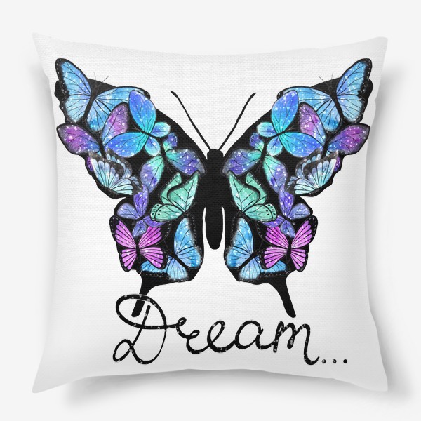 Подушка «Акварельная бабочка "Мечтай"»