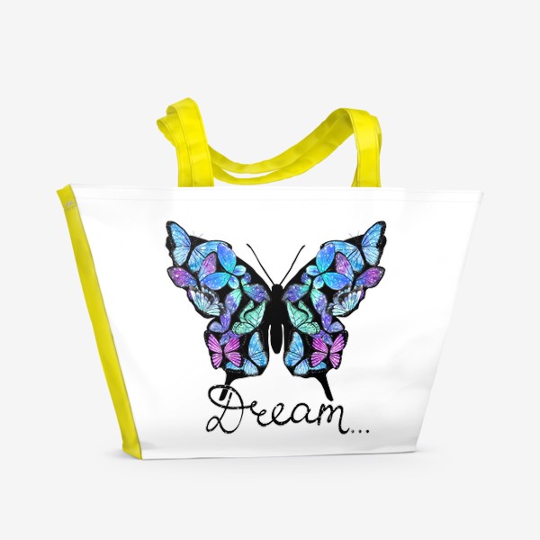 Пляжная сумка «Акварельная бабочка "Мечтай"»