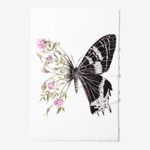 Полотенце «Бабочка и цветы»