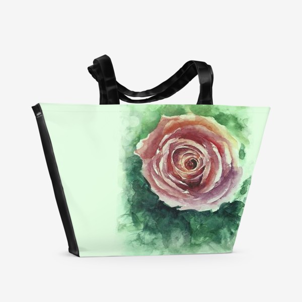 Пляжная сумка «роза на зеленом фоне»