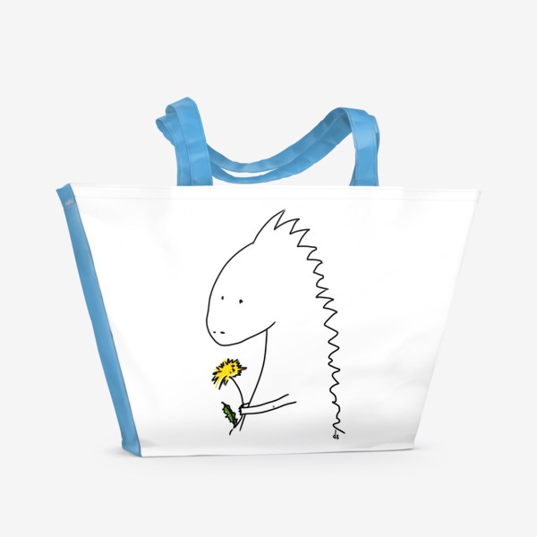 Пляжная сумка «Динозаврик с одуванчиком. Летнее настроение»
