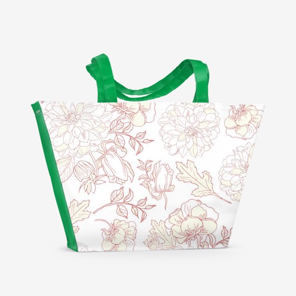 Пляжная сумка «пионы и хризантемы»