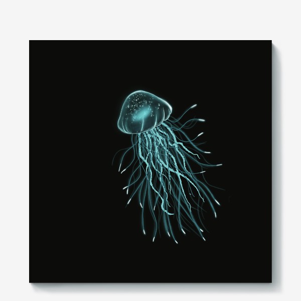 Холст «Неоновая голубая медуза»