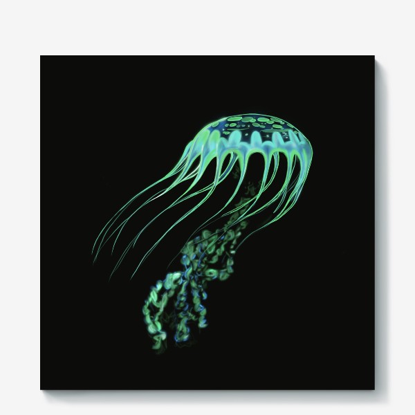 Холст «Неоновая зелёная медуза»