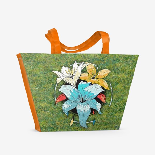 Пляжная сумка «Букет Лилий в стиле Ван Гога»