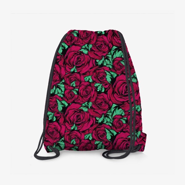 Рюкзак «Узор из красных роз - масляные краски»