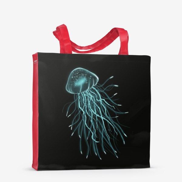 Сумка-шоппер «Неоновая голубая медуза»