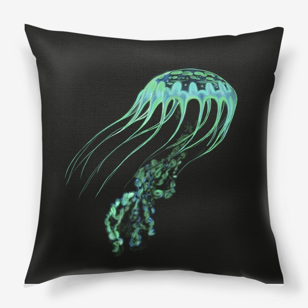 Подушка «Неоновая зелёная медуза»