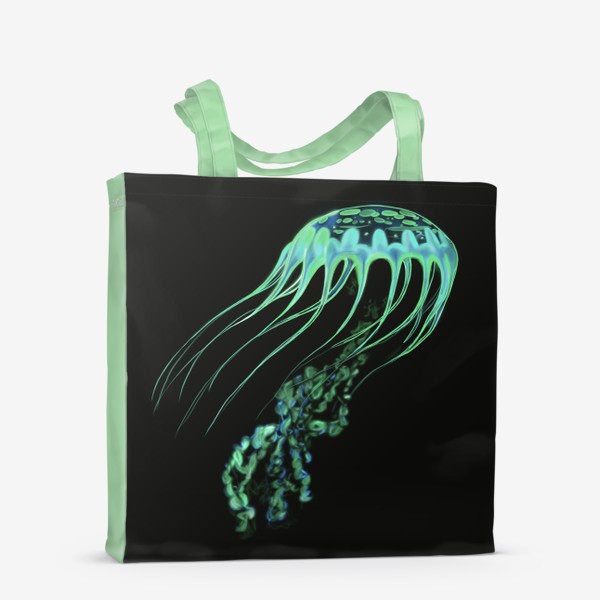 Сумка-шоппер «Неоновая зелёная медуза»