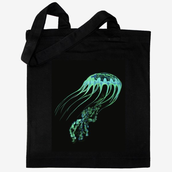 Сумка хб «Неоновая зелёная медуза»