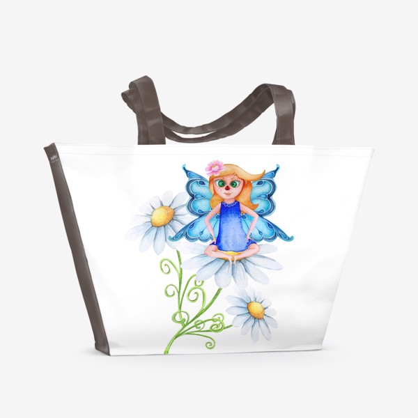 Пляжная сумка «Фея на цветке.»