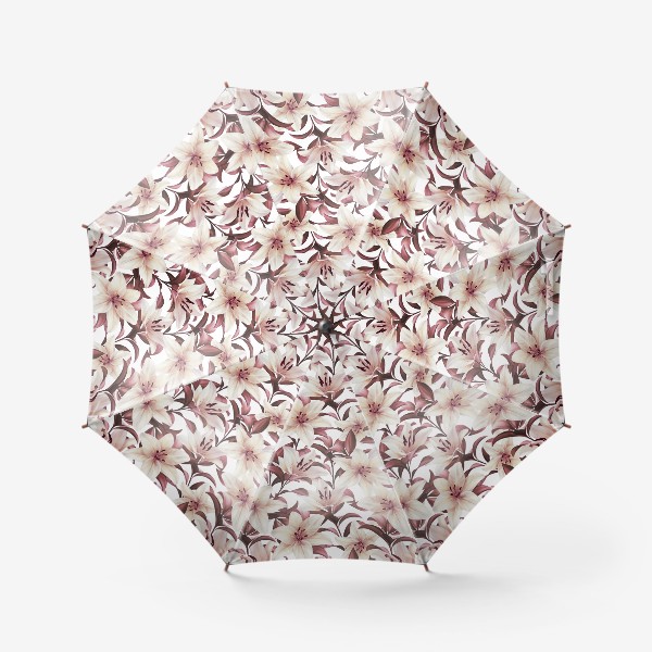 Зонт «Лилии на белом. Цветочный паттерн»