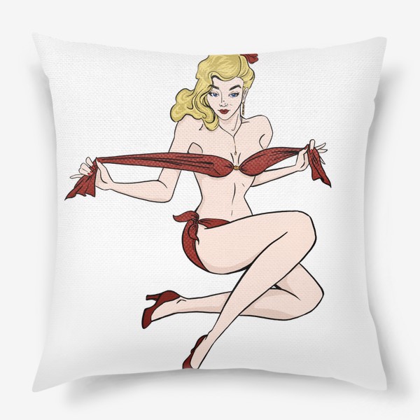 Подушка «Блондинка в красном»