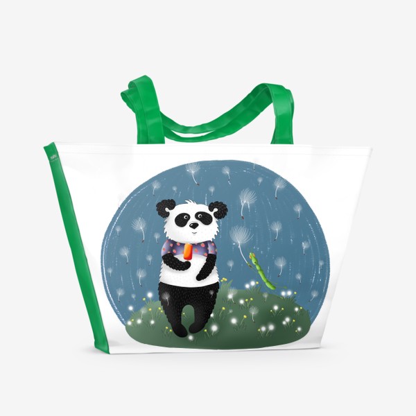 Пляжная сумка «Веселые приключения Панды и его зелёного друга»