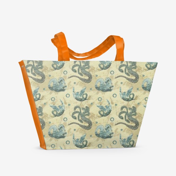 Пляжная сумка «Морские мифические существа. Гидра. Сирена. Морской конь.»