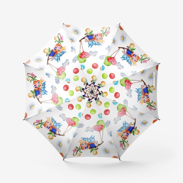 Зонт «Акварельный паттерн Фея на цветке. Бесшовный рисунок»